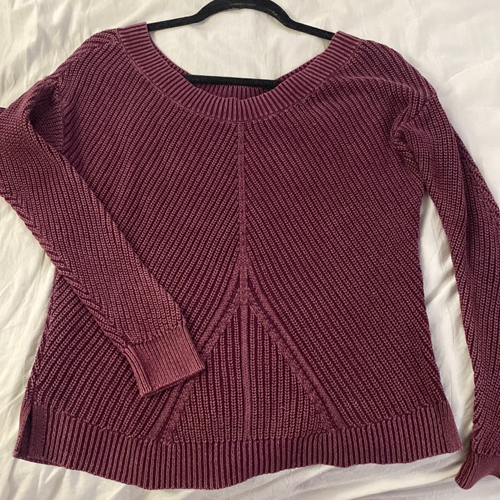 Aerie Dark Purple Cable Knit Sweater